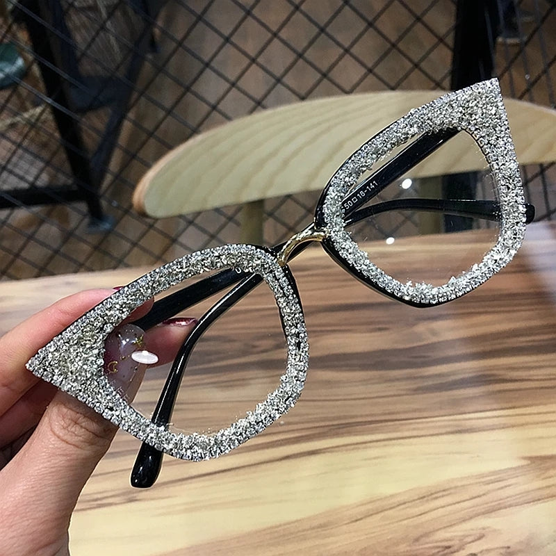 Clear Bling Cat Eye Glasses